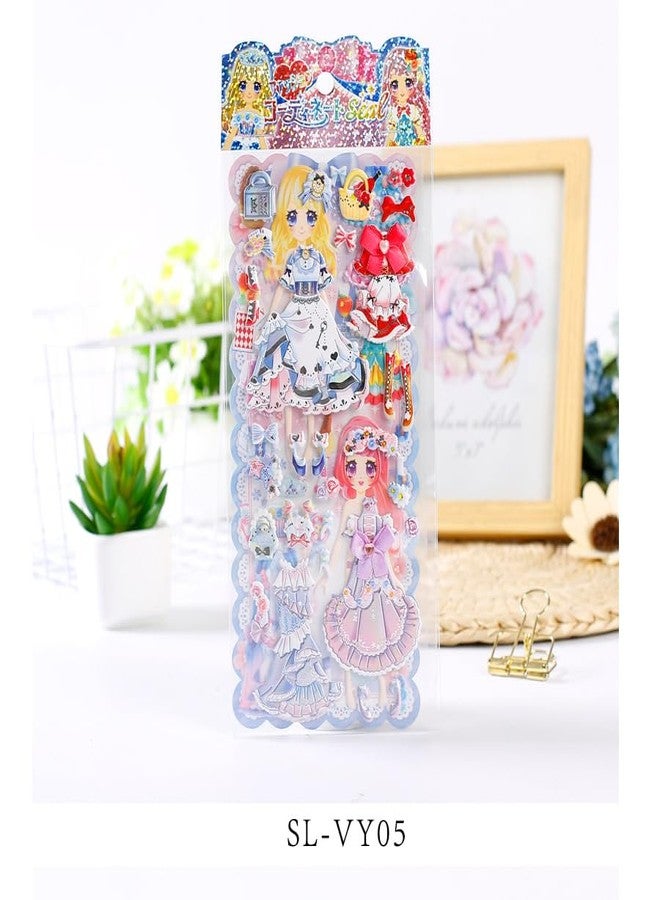 NVF مجموعة ملصقات ثلاثية الأبعاد لدمى تلبيس الأطفال - ملصقات أزياء أميرات لطيفة مع ملابس وإكسسوارات ودمى مناسبة لسجل القصاصات والمذكرات والمشاريع المدرسية والأعمال اليدوية - Image 3